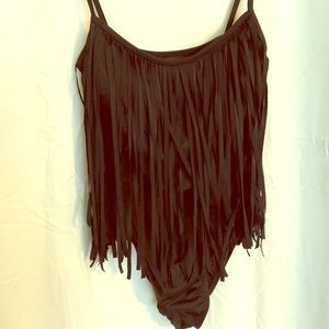 Fun, funky, FRINGE black swimsuit!